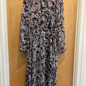 Banana Republic Navy and Pink Mock Neck Sundress